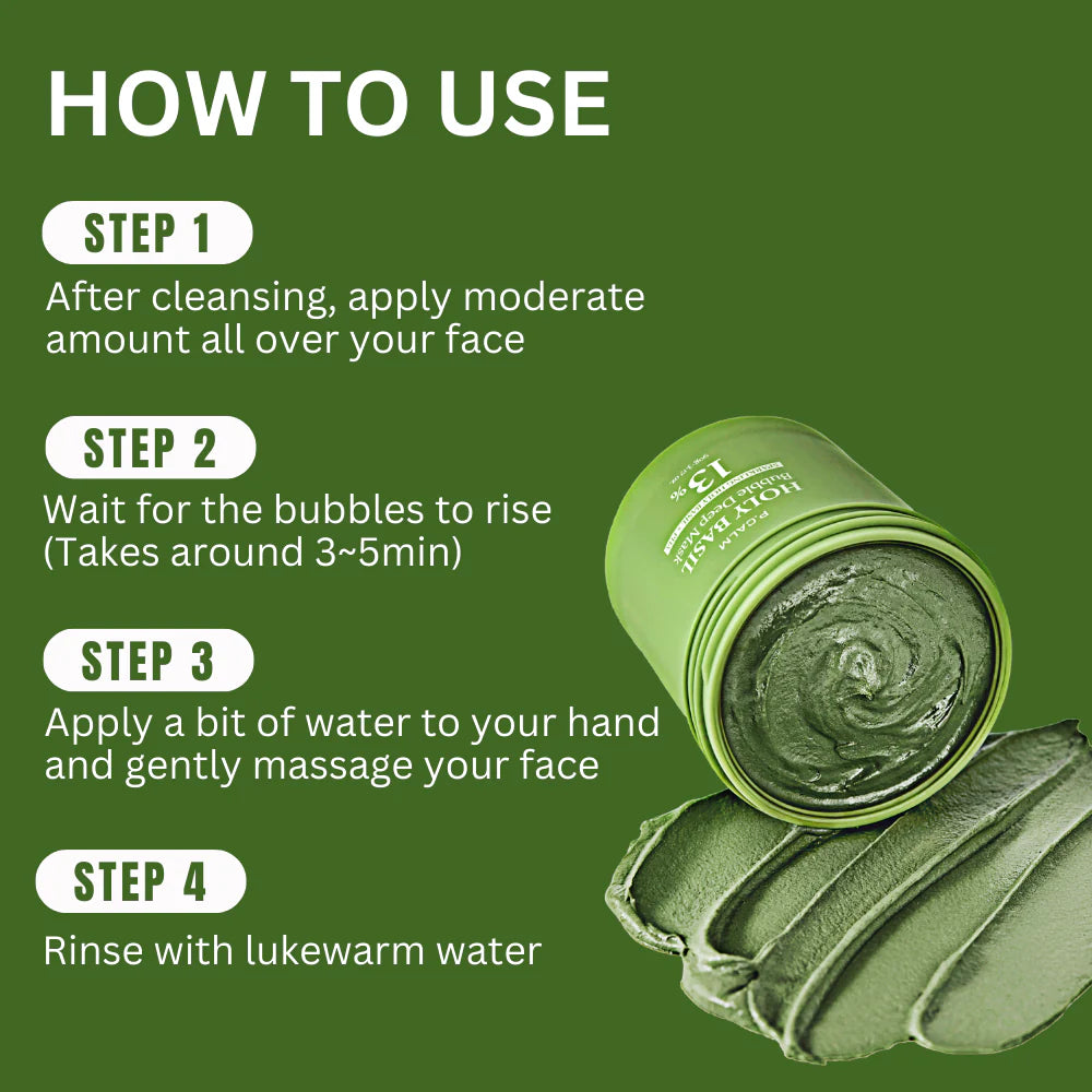 Holy Basil Sparking Bubble Mask - Korean Clay Mask
