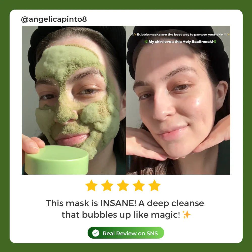 Holy Basil Sparking Bubble Mask - Korean Clay Mask